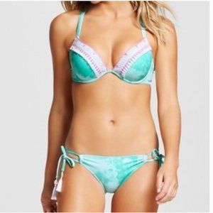 Shade & Shore Sea Breeze Tie Dye Bikini 34 D w/matching Small bottoms